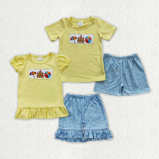 Sibling Boys Baby Girls Umbrella Beach Summer shorts sets