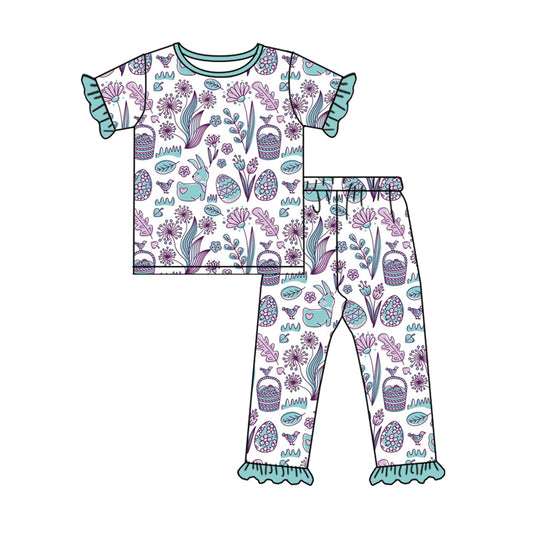 Baby Girls Easter Bunny Eggs Top Pants Pajamas Clothes Sets preorder(MOQ 5)