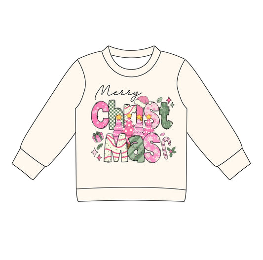 Preorder (moq 5)Baby Girls Long Sleeves Gifts Merry Christmas Tee Shirts Top