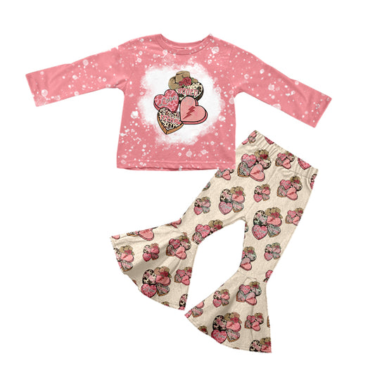 Baby Girls Valentines Howdy Hearts Top Bell Pants Outfits Sets preorder(MOQ 5)