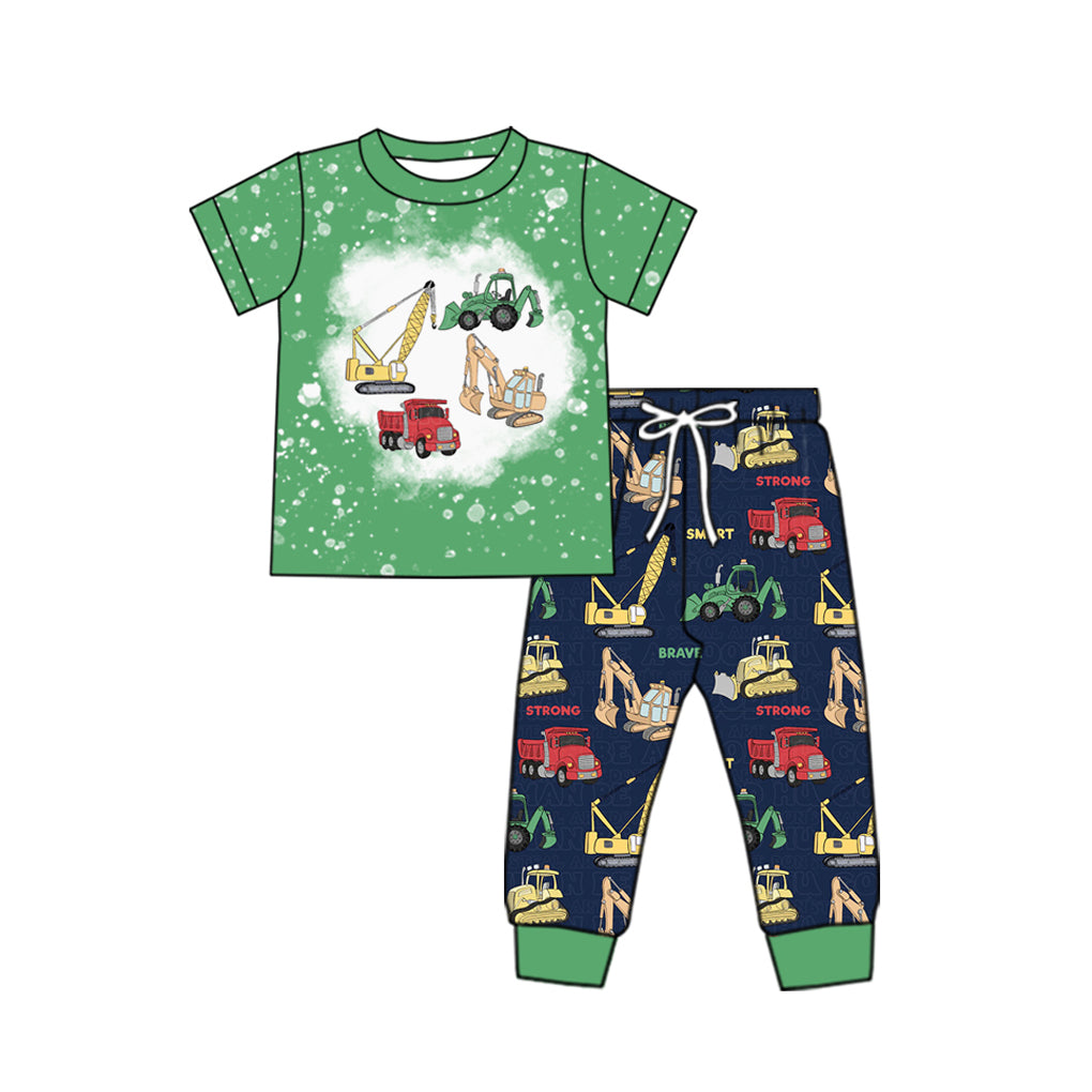 Baby Boys Construction Green Shirt Top Pants Sets preorder(MOQ 5)