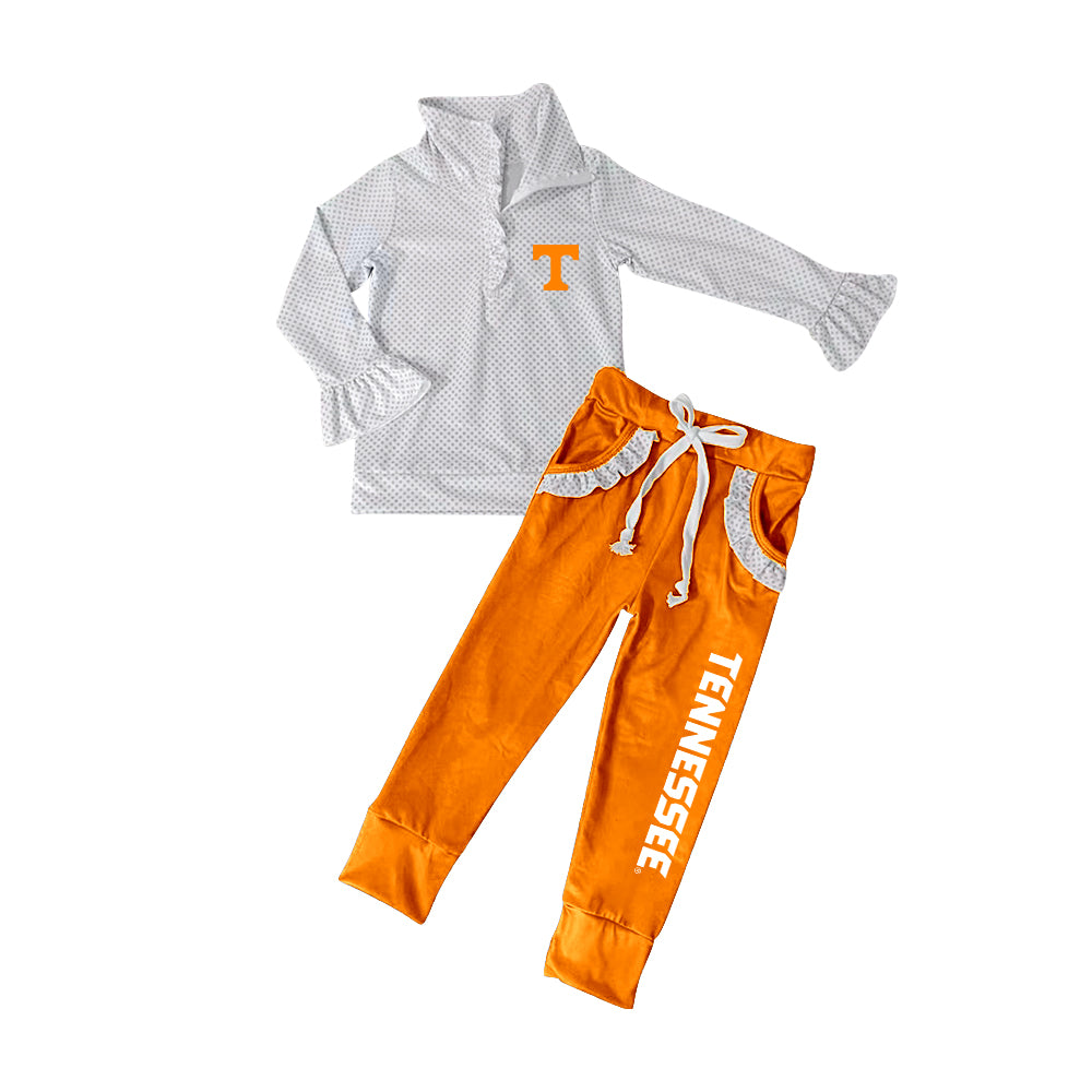 Preorder(moq 5)Baby Girls TN vols Team Pullover Tee Pants Clothing Sets