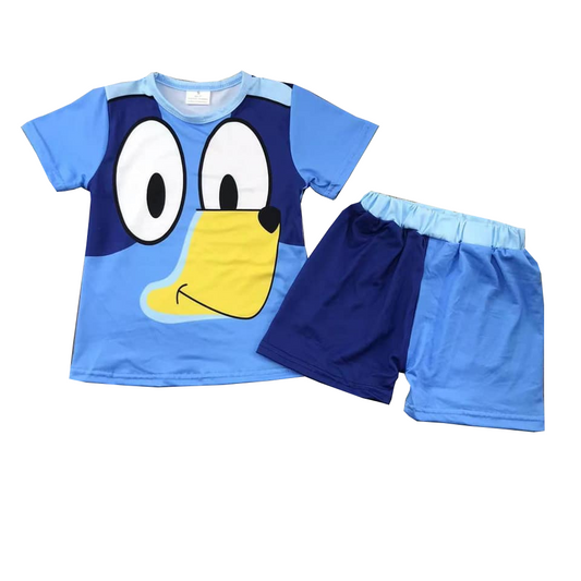 Baby Boys Cartoon Dog Blue Top Shorts Outfits Clothes Sets Preorder(moq 5)