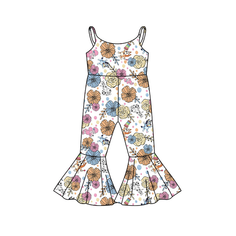 Baby Girls Easter Flowers Dogs Straps Jumpsuits preorder(MOQ 5)