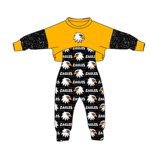 Baby Girls Team Eagles Long Sleeve Top Jumpsuits 2pcs sets Preorder(moq 5)