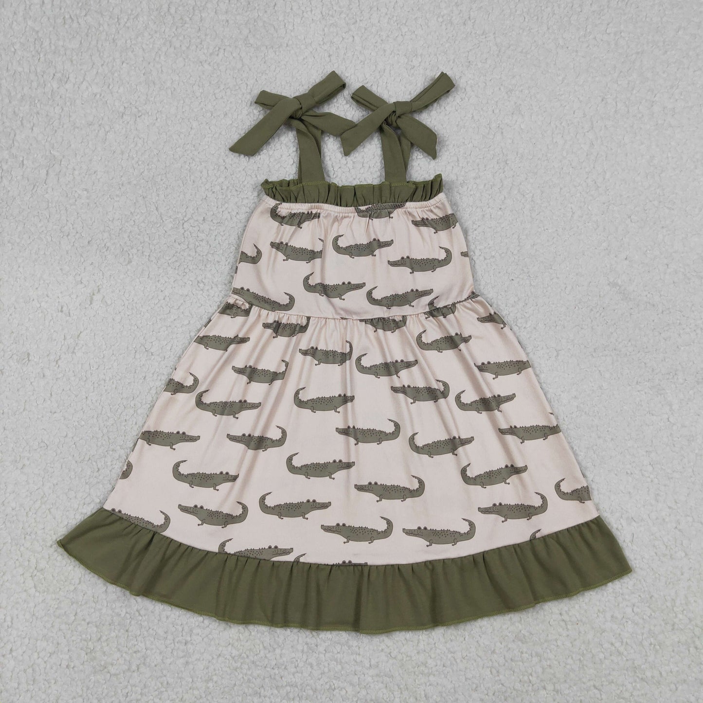 Baby Girls Strap Crocodile Ruffle Knee Length Dresses