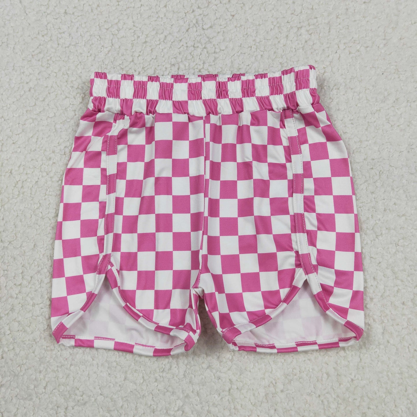 Baby Girls White Pink Checkered Shorts Bottoms