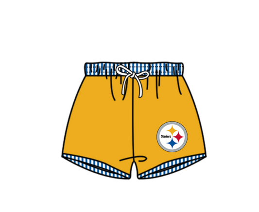 Preorder moq 5 Baby Boys Yellow Steelers Team Swimming Trunks Bottom