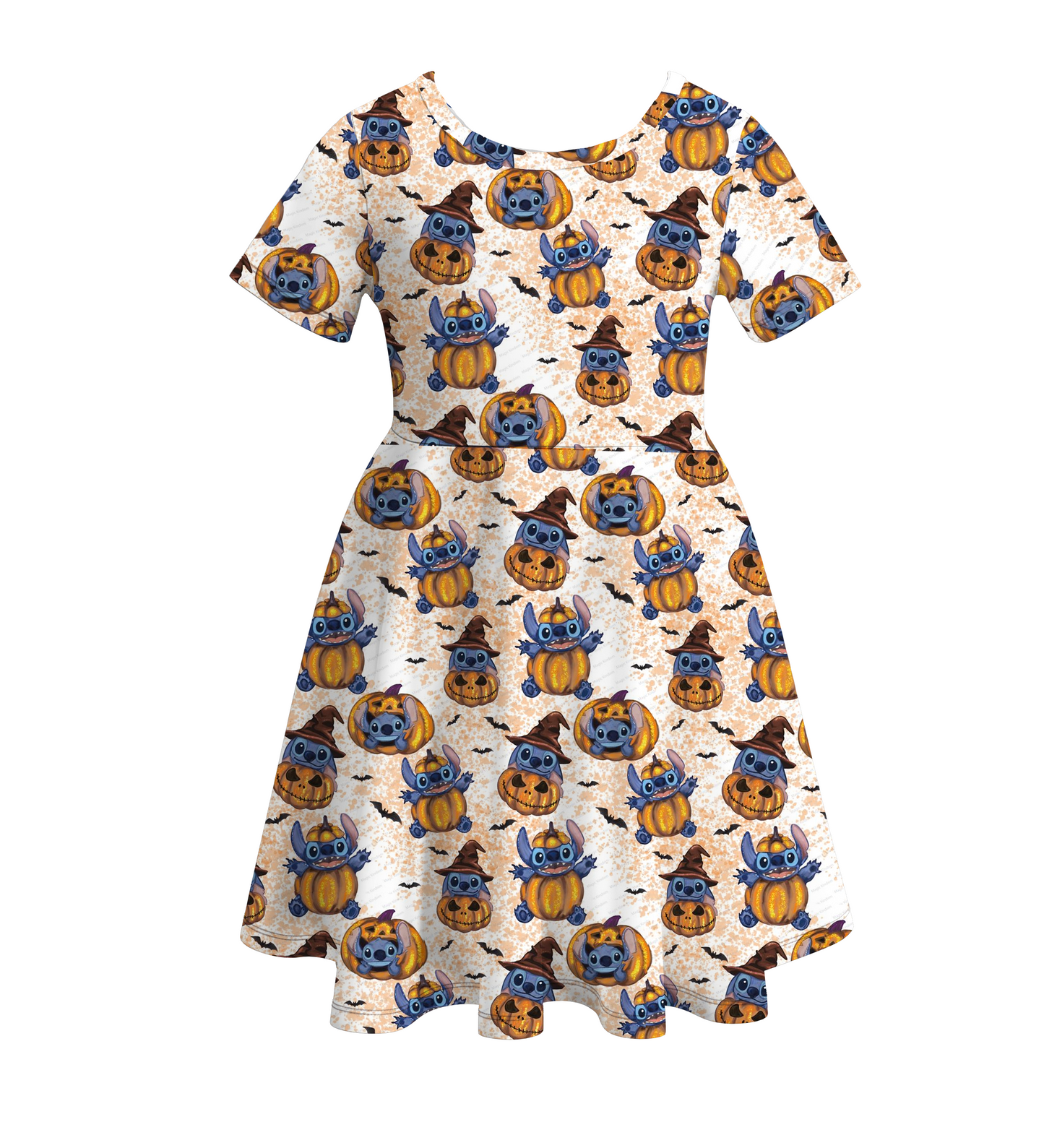 Baby Girls Halloween Pumpkins Mouses Short Sleeve Dresses Preorder(moq 5)