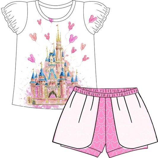Baby Girls Castle Shirt Shorts Summer Clothes Sets preorder (moq 5)