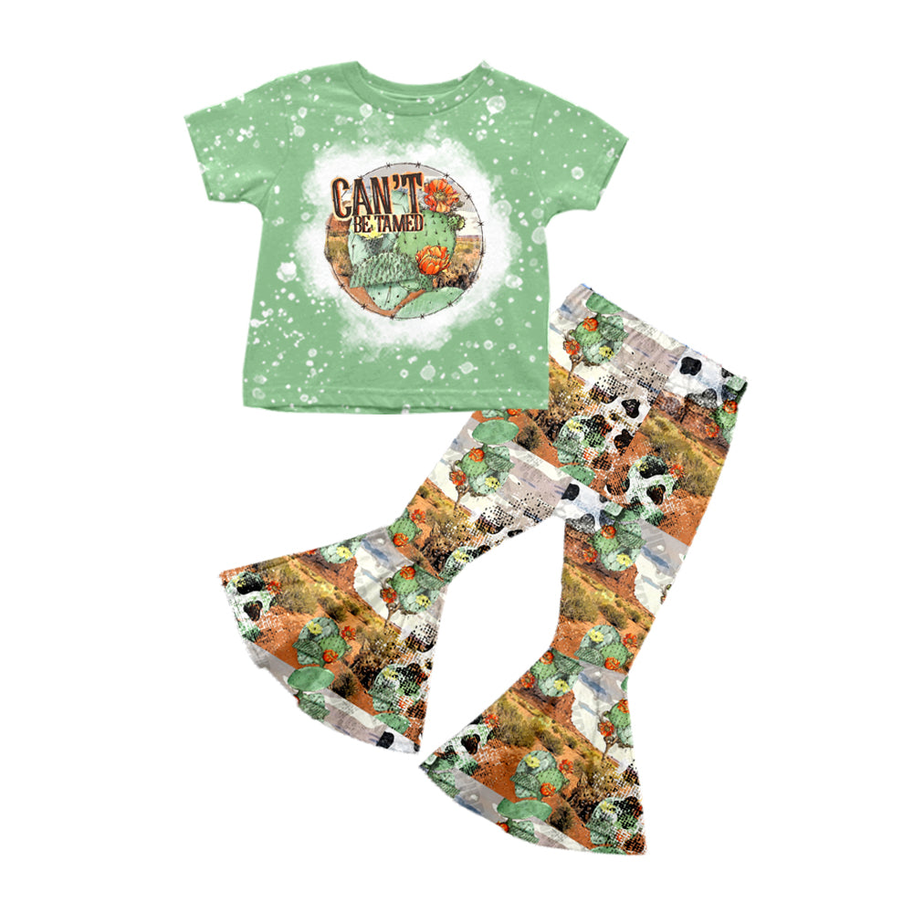 Baby Girls Western Cactus Shirt Aztec Bell Pants Clothes Sets preorder(moq 5)