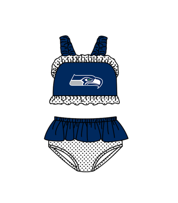 Preorder moq 5 Baby Girls Eagles Strap Vest Top Bummies Short Team Swimsuits