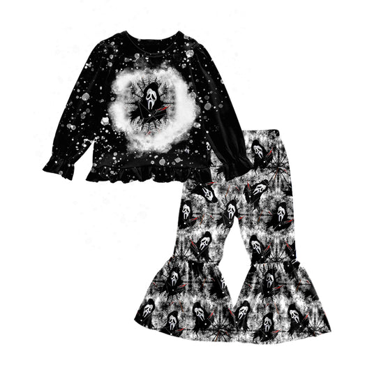 Baby Girls Halloween Face Shirt Bell Pants Clothes Sets Preorder(moq 5)