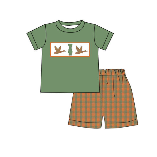 Baby Boys Duck Call Hunting Top Checkered Shorts Clothing Sets preorder(MOQ 5)