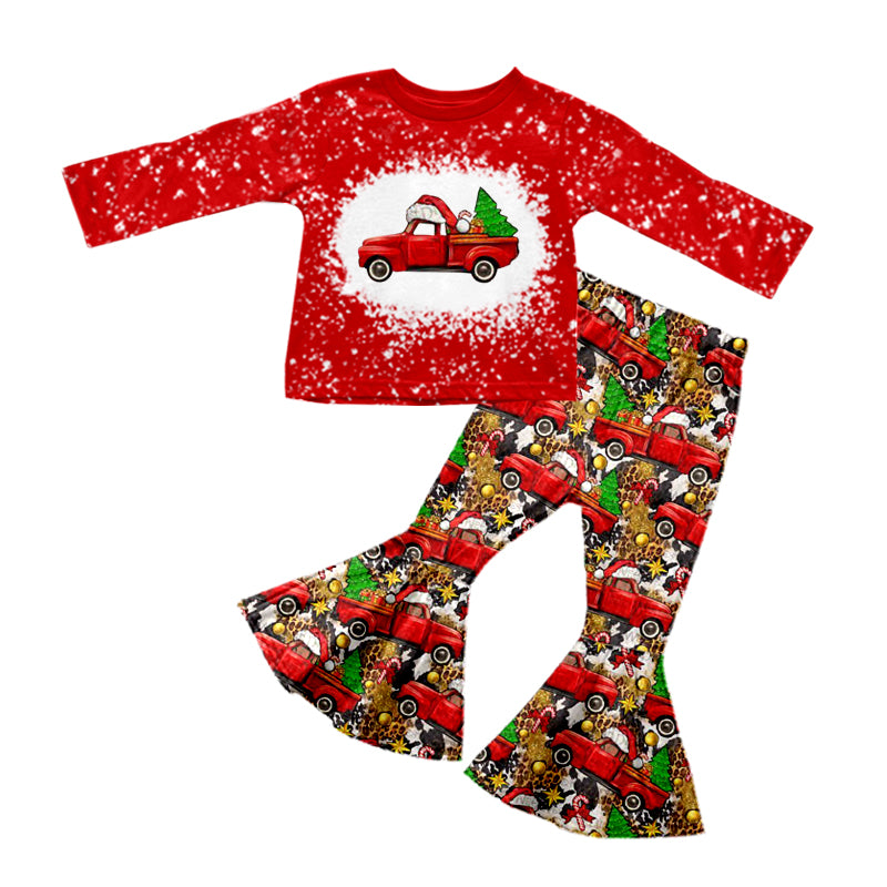 Baby Girls Christmas Trucks Top Bell Pants Clothes Sets preorder(MOQ 5)