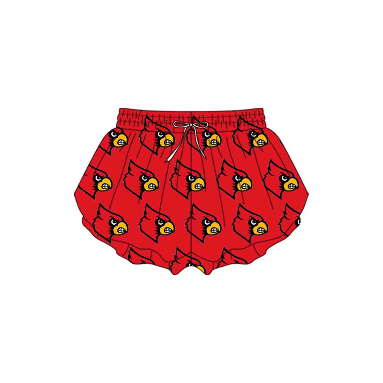 Preorder(moq 5) Baby Girls red cardinals Yoga Team Ruffle Shorts