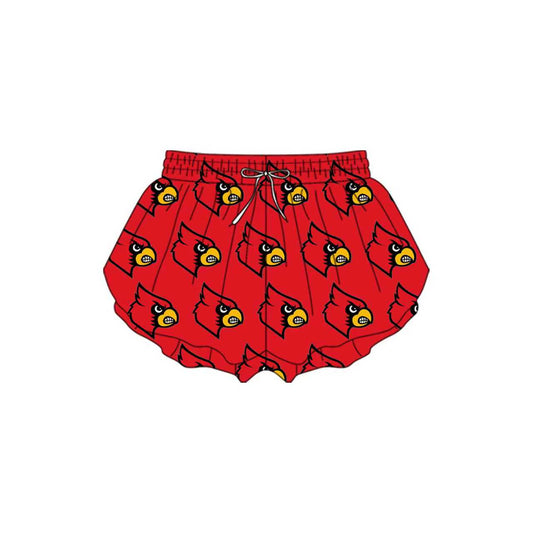 Preorder(moq 5) Baby Girls red cardinals Yoga Team Ruffle Shorts