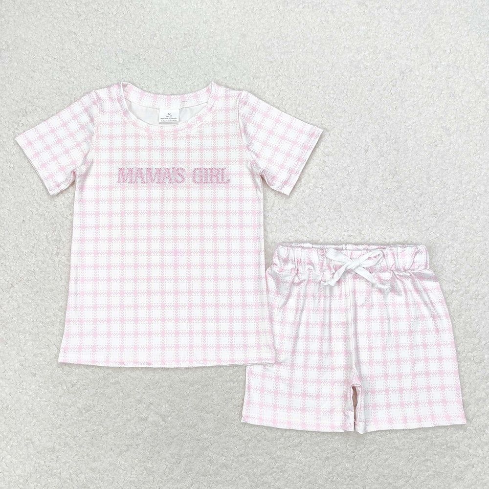 Baby Girls Boys Mama's Girl Checkered Sibling Tops Shorts Clothes Sets