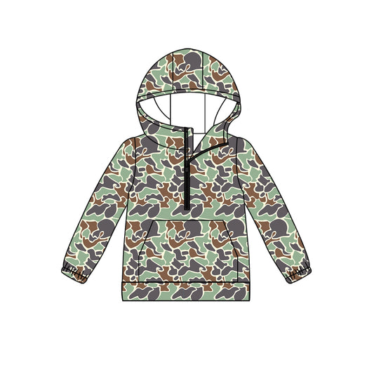 Preorder(moq 5)Baby Girls Boys Green Camouflage Hunting Long Sleeve Hoodie Hooded Tops