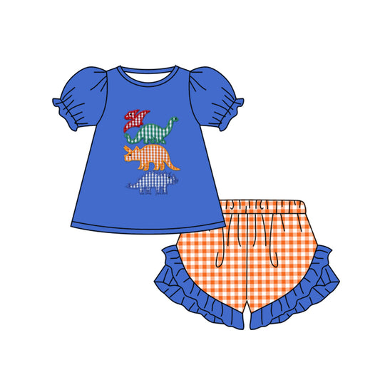 Baby Girls Dinosaurs Short Sleeve Top Ruffle Shorts Clothes Sets preorder (moq 5)