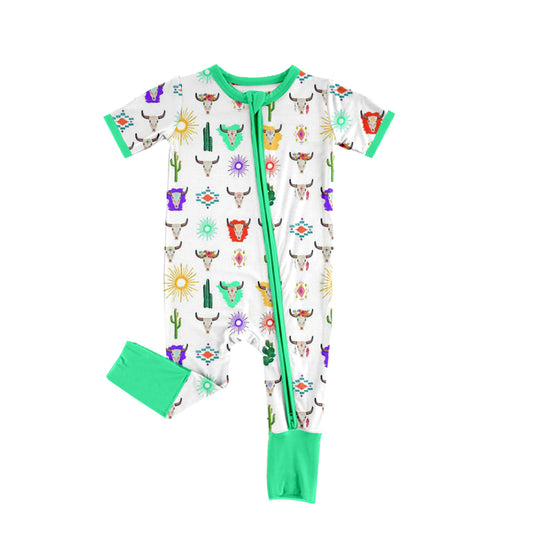 Baby Infant Toddler Cow Cactus Western Short Sleeve Rompers preorder(moq 5)