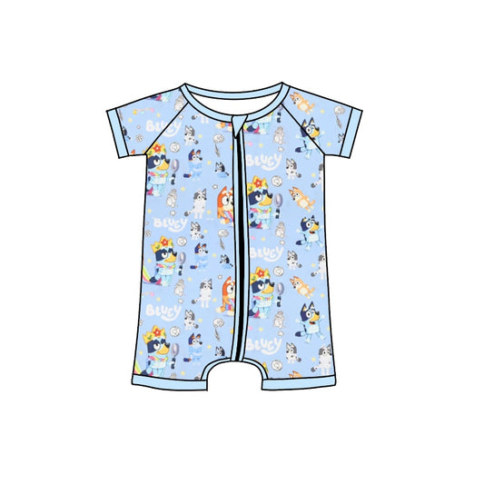 Baby Infant Boys Blue Dogs Summer Zip Rompers preorder(moq 5)