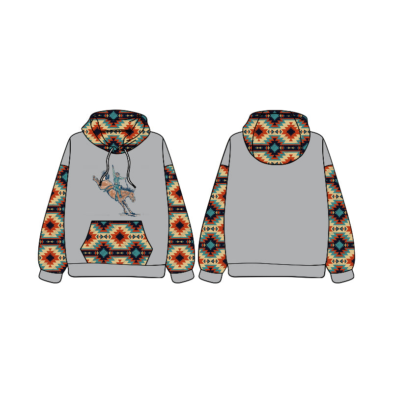 Baby Boys Western Rodeo Colorful Aztec Hooded Tee Shirts Tops preorder(MOQ 5)