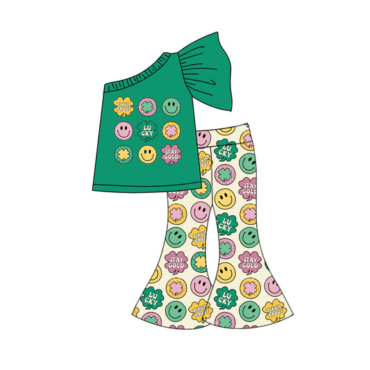 Baby Girls Green St Patrick Smile Top Bell Pants Sets preorder(MOQ 5)