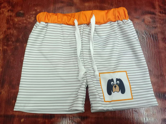 Preorder moq 5 Baby Boys Gray Stripe Dogs Shorts Bottom