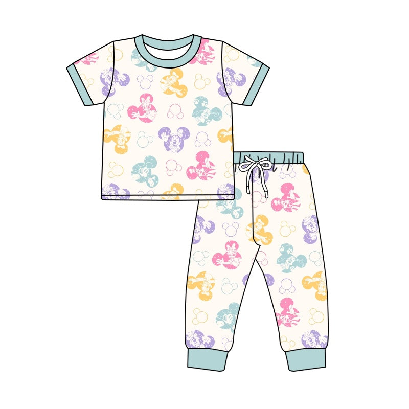 Baby Girls Colorful Cartoon Mouse Shirt Pants Pajamas Clothes Sets order preorder (moq 5)