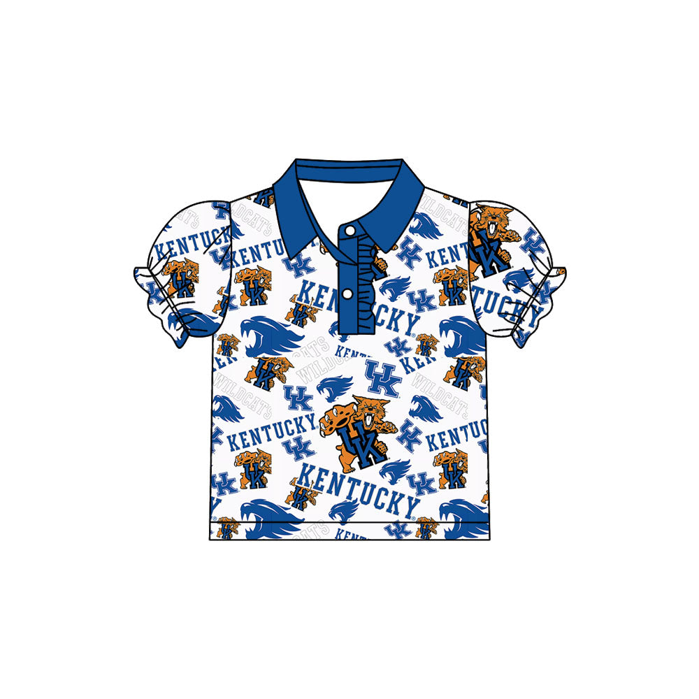 Preorder(moq 5)Baby Girls Kenturky Team Short Sleeve Tee Pullovers Polo Shirts Tops