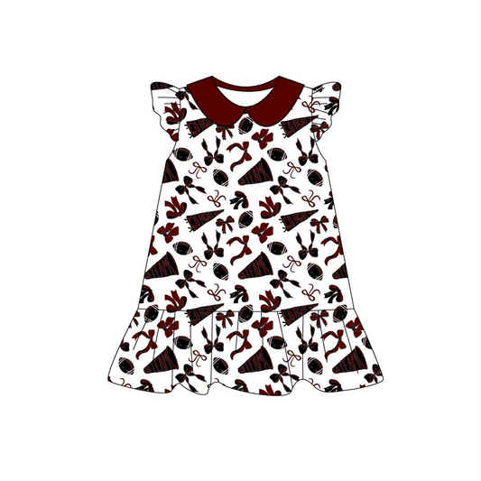 Preorder (moq 5)Baby Girls Gamecocks flutter sleeve Team Knee Length Dresses