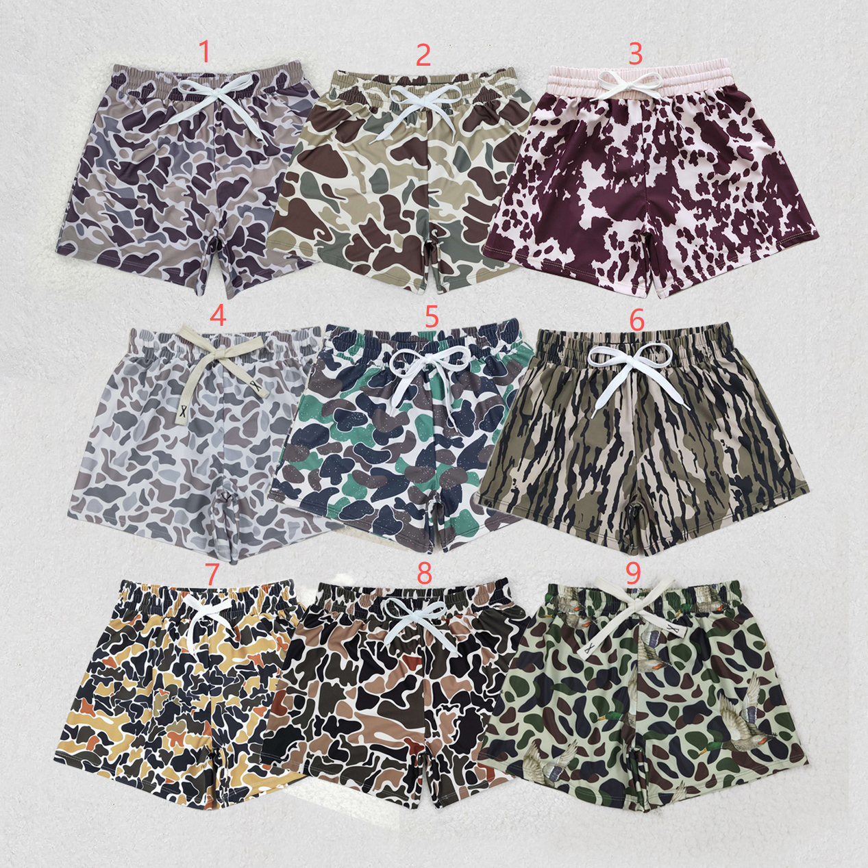 Sibling Baby Boys Western Camo Print Summer Trunks Swimsuits Swimwears