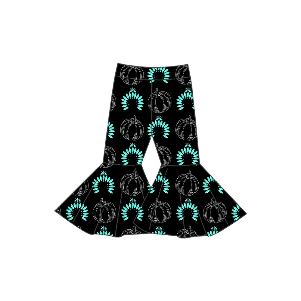 Baby Girls Pumpkin Turquoise Bell Bottom Pants Preorder(moq 5)