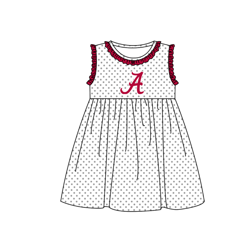 Preorder (moq 5)Baby Girls Sleeveless A Polka Dots Team Knee Length Dresses