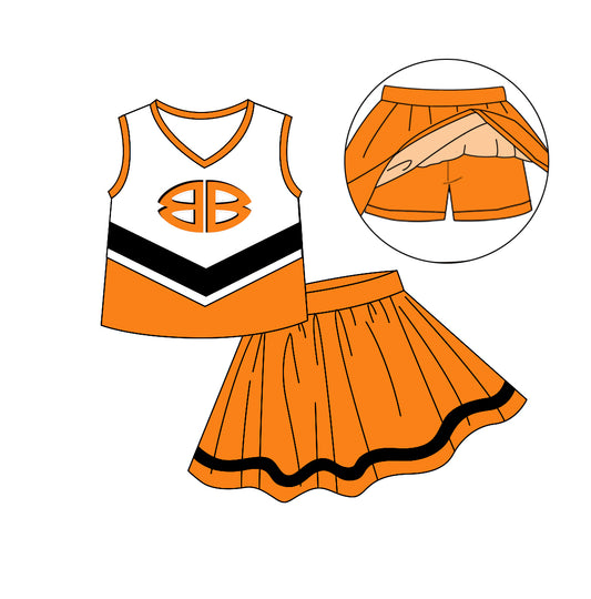 Baby Girls Orange Cheerleader Skirts Team Clothing Sets preorder(moq 5)