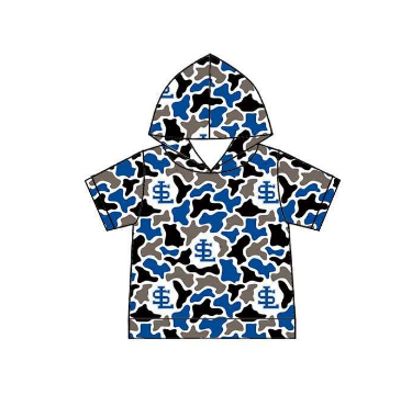 Preorder moq 5 Adult Men Blue Black Camo SL Team Short Sleeve Hoodies Top