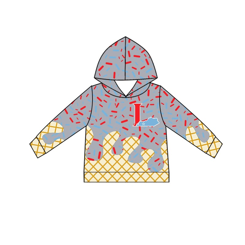 Preorder (moq 5)Baby Boys Grey Long Sleeves L Drip Team Hoodies Top