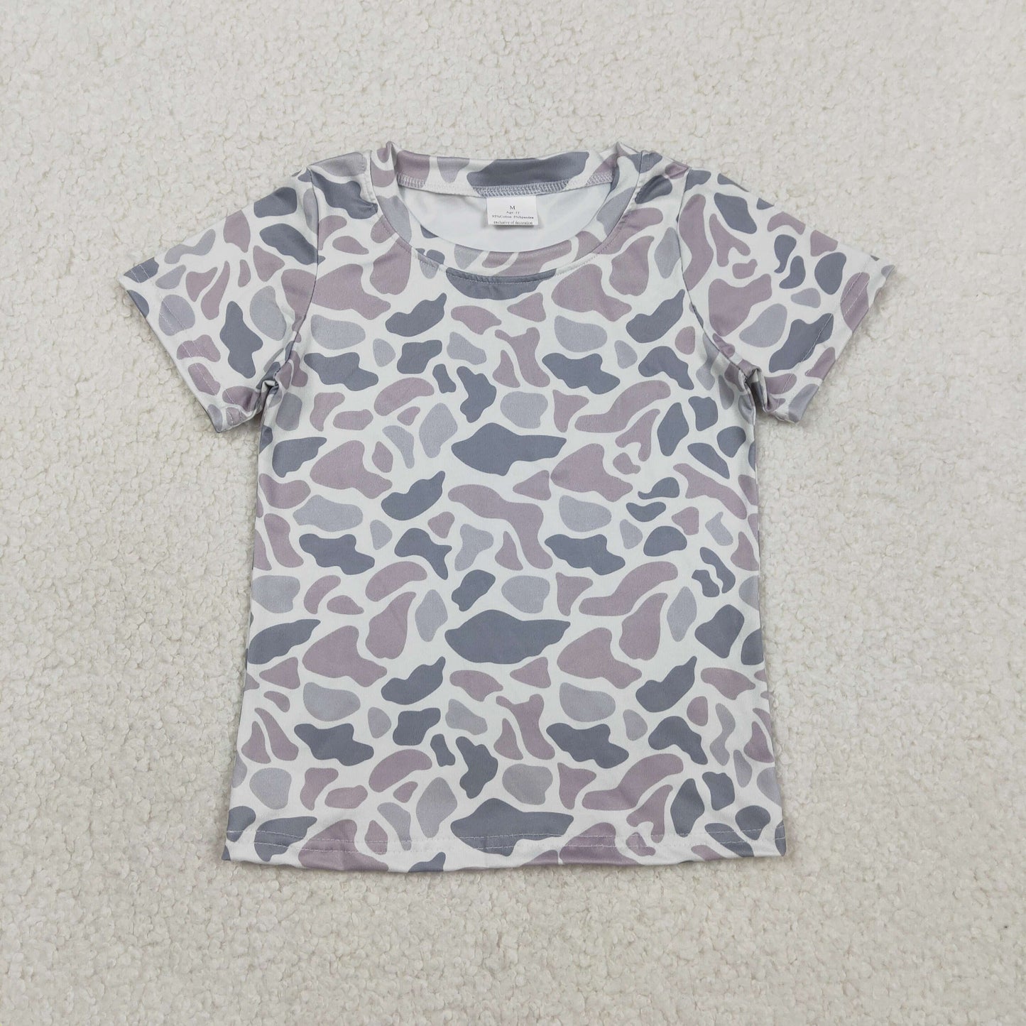 Baby Boys Short Sleeve Southern Light Grey Camo T-shirts Top