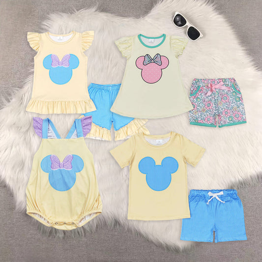 Sibling Baby Kids Mouse Head Shirt Top Shorts Clothes Sets Rompers