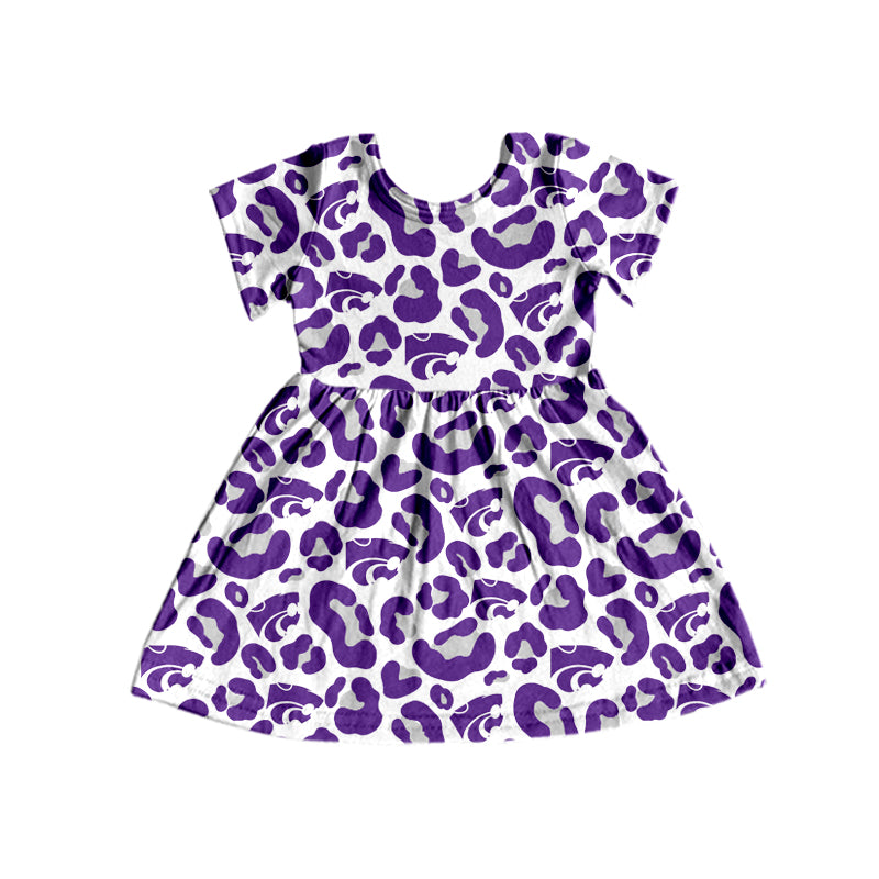 Baby Girls K State Leopard Short Sleeve Knee Length Dresses preorder(MOQ 5)