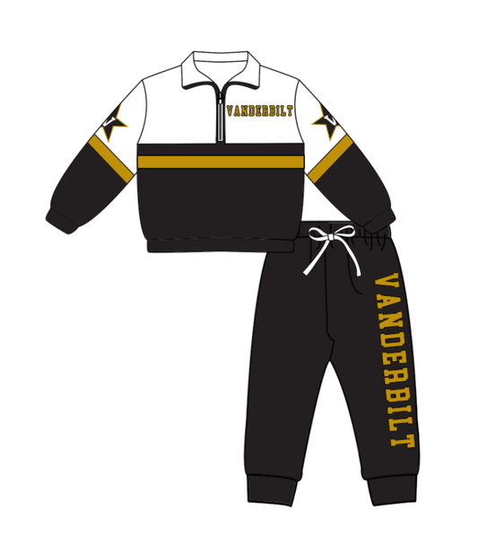 Preorder (moq 5)Baby Boys Vanderbilt Zipper Pullover Jogger Pants Team Clothes Set