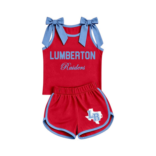 Preorder (moq 5)Baby Girls Lumberton Raiders Bows Shirts Shorts Clothes Sets