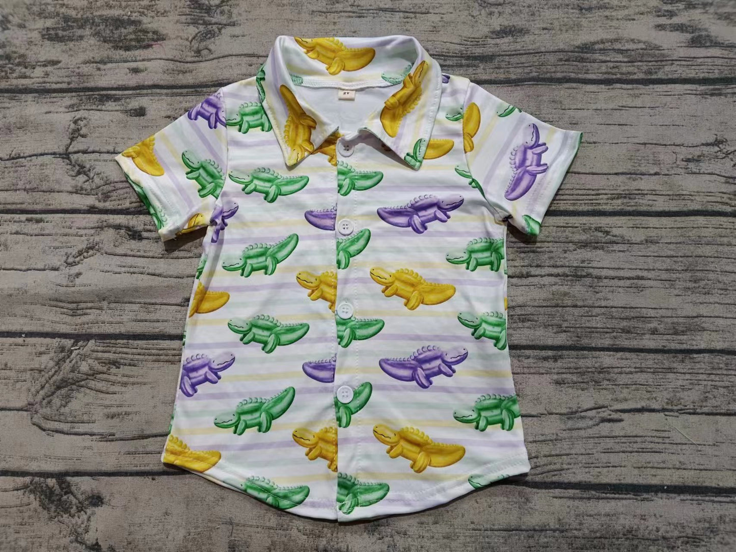 Preorder moq 5 Baby Boys Short Sleeves Colorful Crocodile Button Shirts Top
