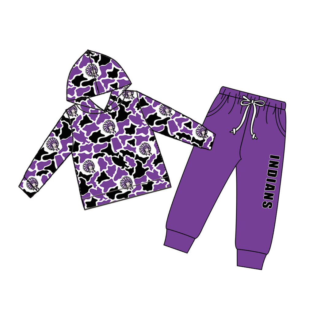 Preorder (moq 5)Baby Boys Colorful Camo Hoodies Top Pockets Jogger Team Clothes Set