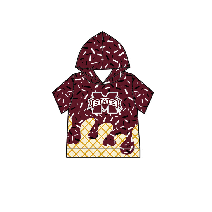 Preorder (moq 5)Baby Boys Drip Sprinkles M State Team Short Sleeves Hoodies Top