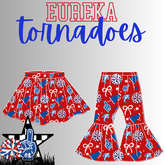 Preorder(moq 8 Each)Baby Girls Eureka Tornadoes Skorts and Pants Team