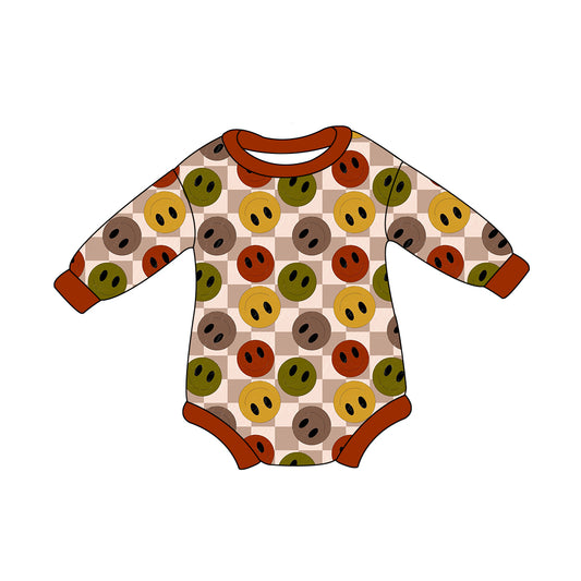 Baby Infant Boys Checkered Smile Long Sleeve Rompers preorder(moq 5)