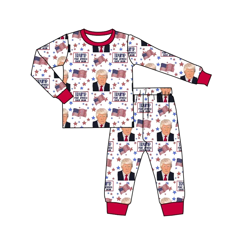 Baby Boys Trump Flag Top Pants Pajamas Clothes Sets split order preorder Nov 20th