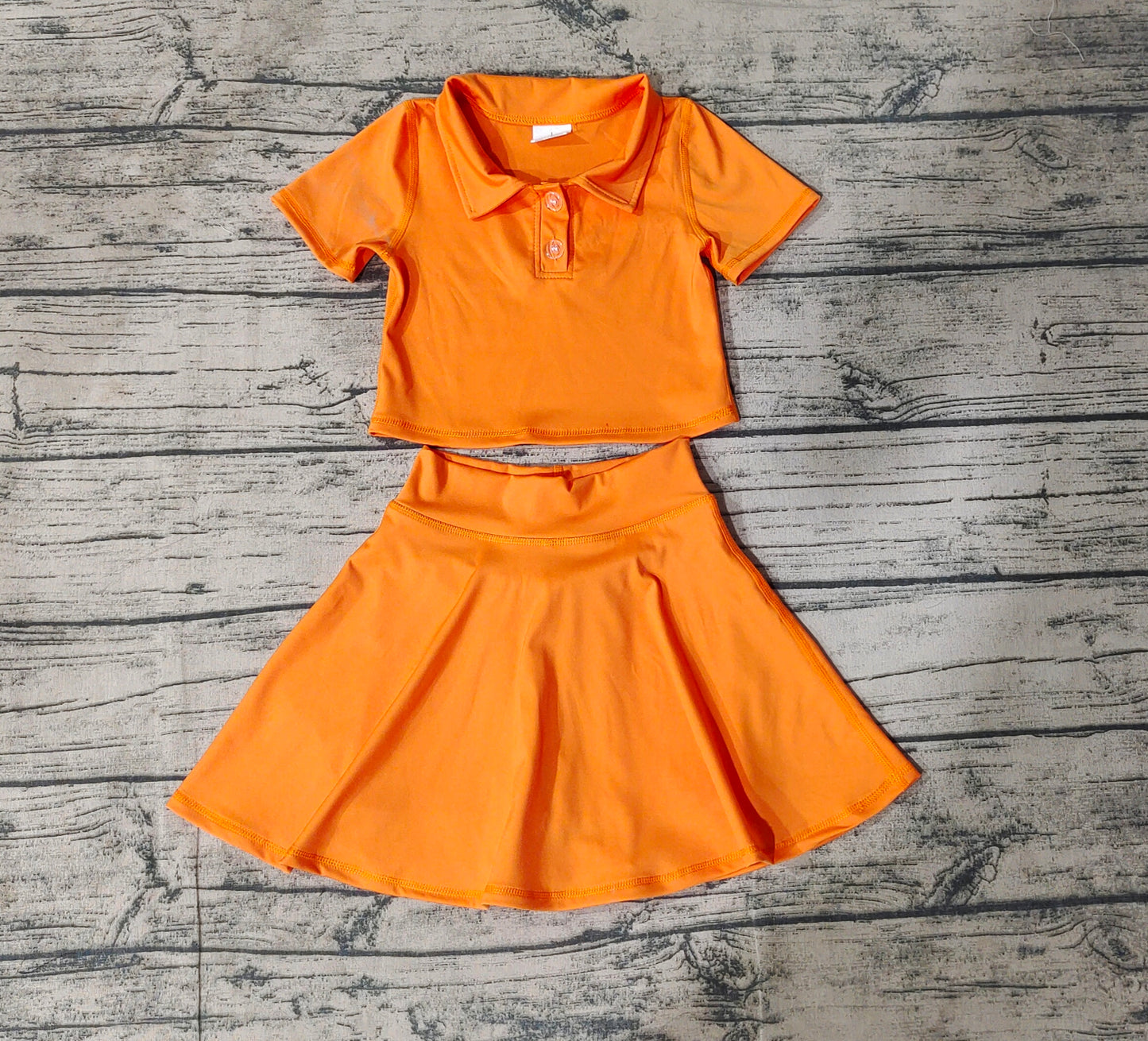 Baby Girls Orange Buttons Shirt Skirt Active Wear Clothes Sets